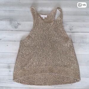 Aritzia Community Beige & Black Woven Tank Top XXS